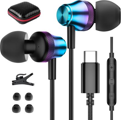 USB C Headphone, TITACUTE Wired Earbuds for Samsung Galaxy A53 A54 Z Flip
