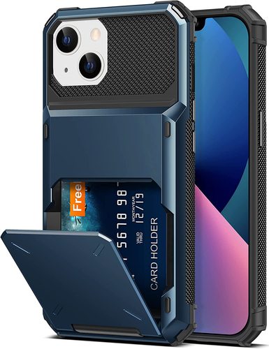 TITACUTE for iPhone 13 14 Case Wallet 4 Credit Card Holder Navy Blue