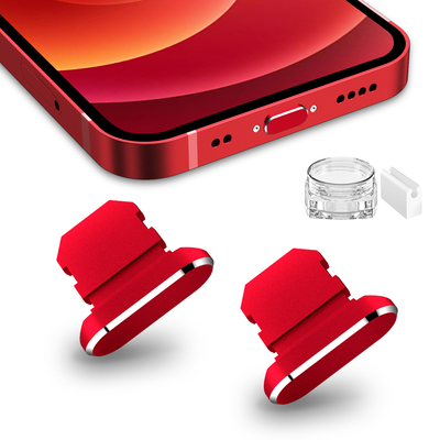TITACUTE 2 Pack Anti Dust Plugs for iPhone 13 Pro Max 14 Red
