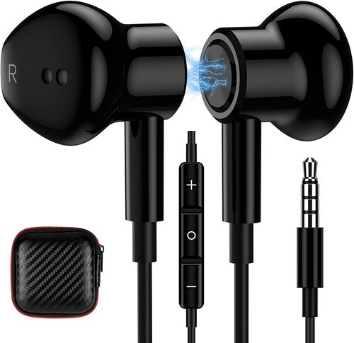TITACUTE 3.5mm Earbuds Noise Canceling Headphones Black