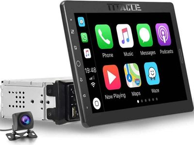 TITACUTE 10.1'' Single 1 Din Touch Rotatable Scree Car Stereo Radio Apple/Android Carplay