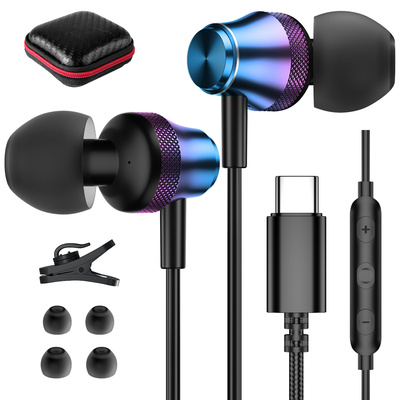 TITACUTE USB C Headphone Wired Earbuds for Samsung A53 Rainbow