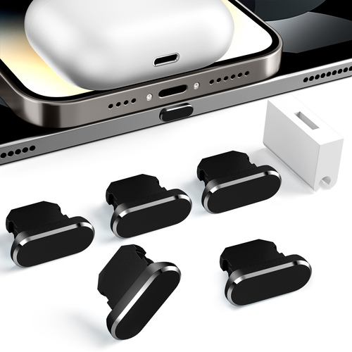 TITACUTE 5-Pack Anti Dust Plug for iPhone 14 Pro Max Black