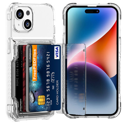 TITACUTE for iPhone 15 6.1 Case Wallet 4 Credit Card Holder Flip Cover Design Clear Case